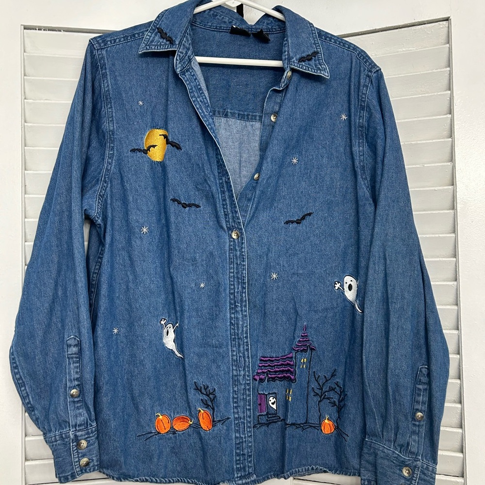 Halloween denim vest!! one of a kind